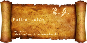 Molter Jolán névjegykártya